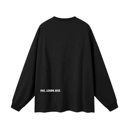 Reborn To Conquer,RTC,Winter Drop Collection,Fail Learn Rise,Mindset Apparel,Motivational Streetwear,Long Sleeve Tee,Layering Pieces,Streetwear Casual,Everyday Streetwear