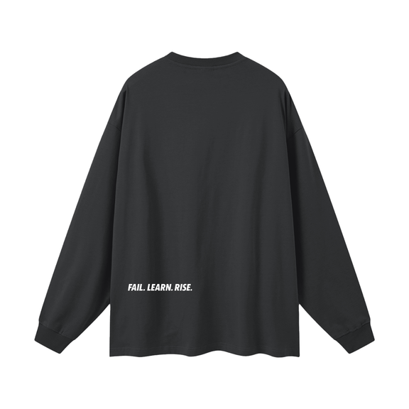 Reborn To Conquer,RTC,Winter Drop Collection,Fail Learn Rise,Mindset Apparel,Motivational Streetwear,Long Sleeve Tee,Layering Pieces,Streetwear Casual,Everyday Streetwear
