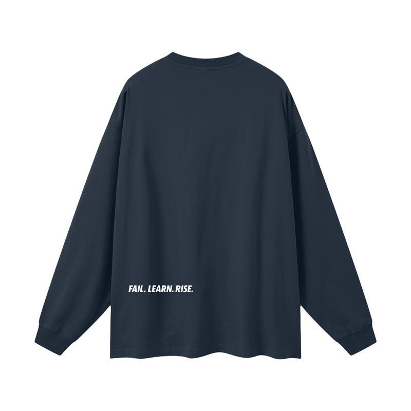 Reborn To Conquer,RTC,Winter Drop Collection,Fail Learn Rise,Mindset Apparel,Motivational Streetwear,Long Sleeve Tee,Layering Pieces,Streetwear Casual,Everyday Streetwear