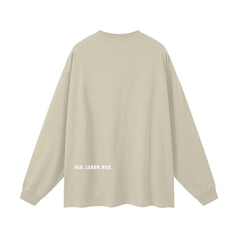 Reborn To Conquer,RTC,Winter Drop Collection,Fail Learn Rise,Mindset Apparel,Motivational Streetwear,Long Sleeve Tee,Layering Pieces,Streetwear Casual,Everyday Streetwear